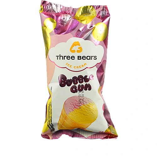 Морозиво Три ведмеді 75г bubble gum двошарове ваф.ст