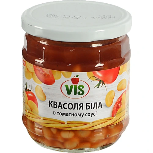 Квасоля Vis 410г біла в томатному соусі с.б