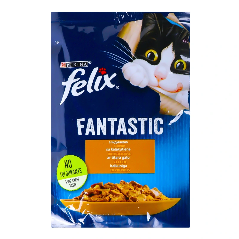 Корм консервований для котів з індичкою в желе Fantastic Felix purina м/у 85г