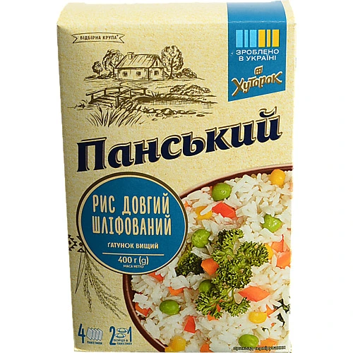 Рис Хуторок панський 400г довгий шліфований