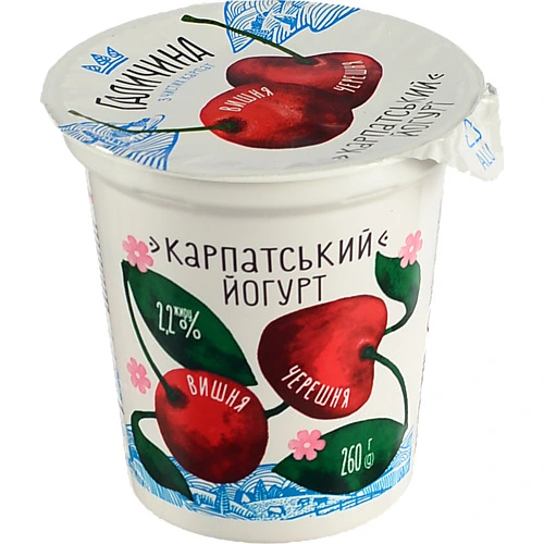 Йогурт Галичина 260г 2.2% вишня черешня ст
