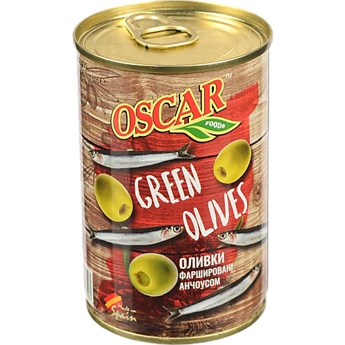 Оливки фаршировані анчоусом Oscar з/б 314мл