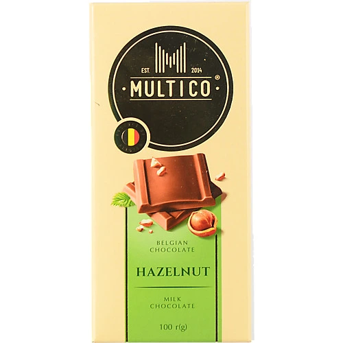 Шоколад бельгійський Multico 100г шматочки фундука молочний