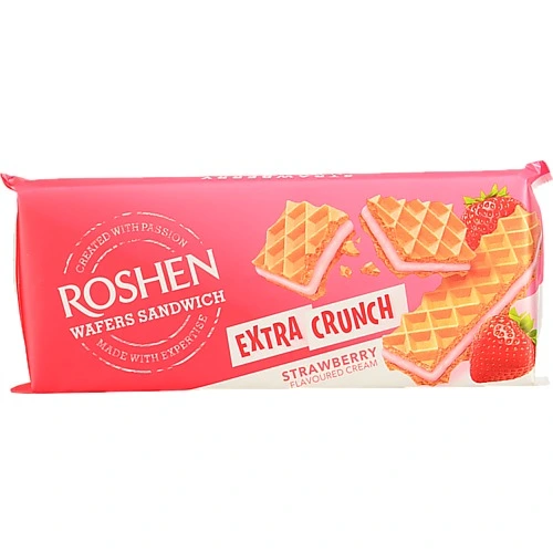 Вафлі Strawberry Extra Crunch Wafers Sandwich Roshen м/у 142г