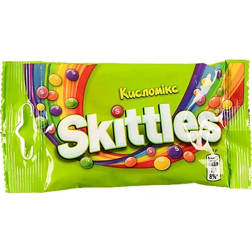 Драже жувальні в різнокольоровій цукровій оболонці Кисломікс Skittles м/у 38г