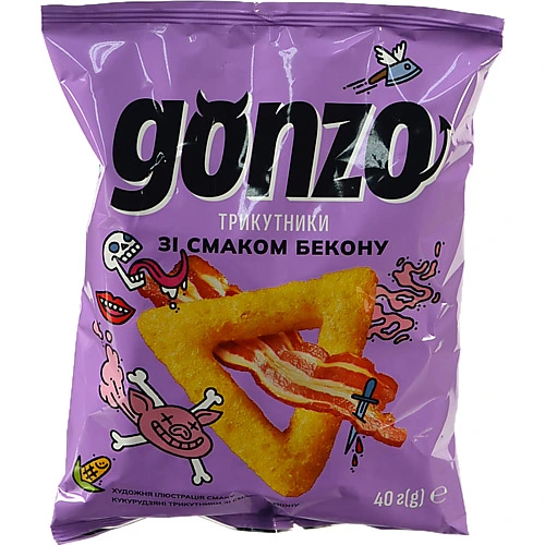Трикутники кукурудзяні зі смаком бекону Gonzo м/у 40г