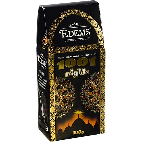 Чай чорний&зелений крупнолистовий зі шматочками папаї та манго ароматизований 1001 Nights Edems к/у 100г
