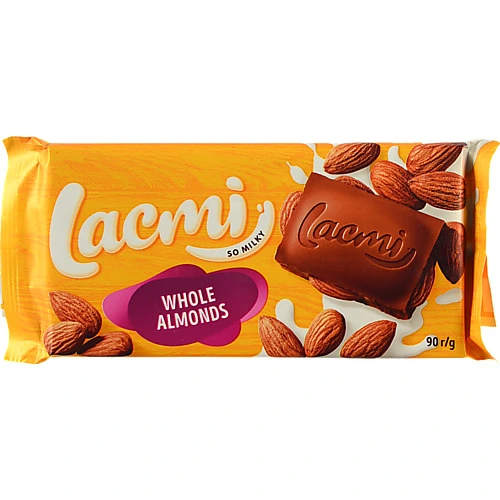 Шоколад Roshen 90г lacmi молочний цілий мигдаль