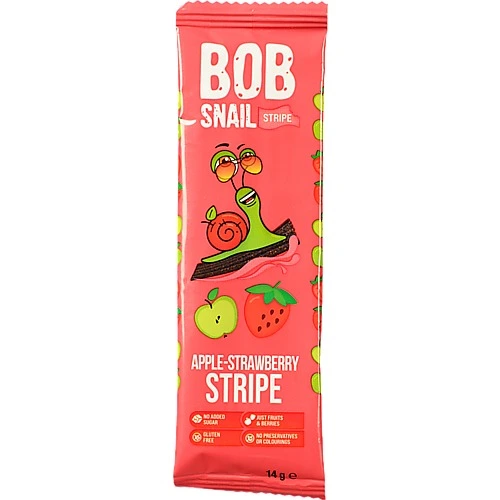 Цукерка фруктово-ягідна Apple-strawberry Stripe Bob Snail м/у 14г