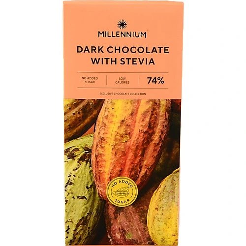 Шоколад 74% чорний зі стевією Millennium к/у 100г