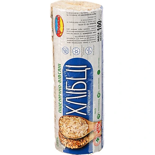 Хлібці пшенично-вівсяні сухі брикетовані Крекіс м/у 100г