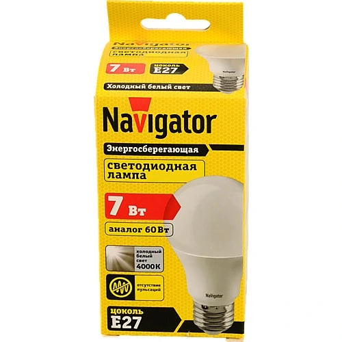 Лампочка Navigator 94 386 NLL-A60-7-230-4К-Е27 7Вт 220-240В