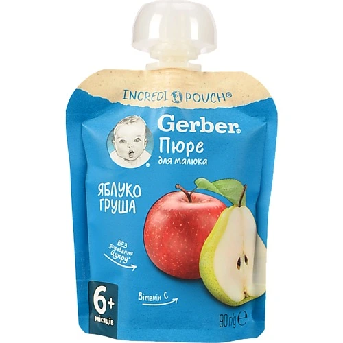 Пюре для дітей від 6міс Яблуко і груша Gerber д/п 90г
