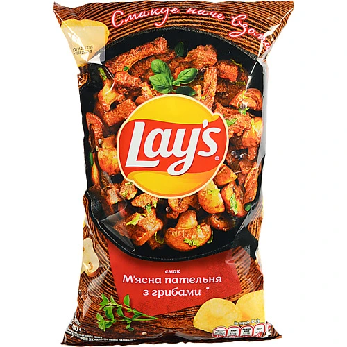 Чiпси Lays 120г м`ясна пательня з грибами