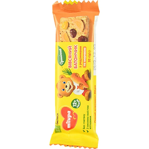 Батончик для дітей від 12міс вівсяний з родзинками та морквою Milupa м/у 20г