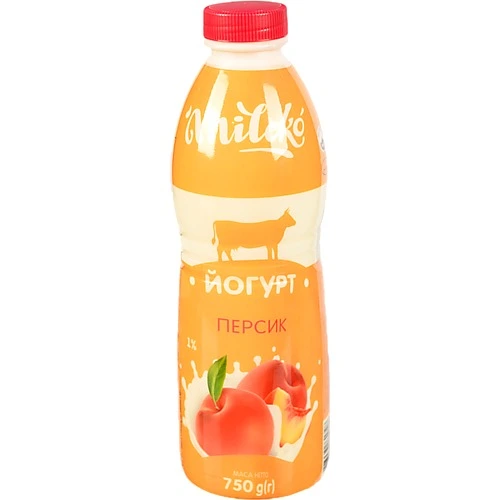 Йогурт Mileko 750г 1% персик пет.