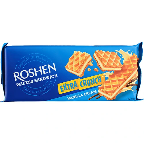Вафлі Roshen 142г wafers sandwich crunch ваніль
