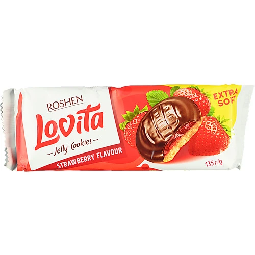Печиво Рошен 135г lovita jelly cookies жел.полуниця