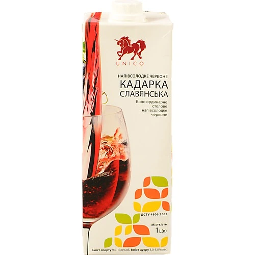 Вино Unico 1л Кадарка Славянська червоне сухе