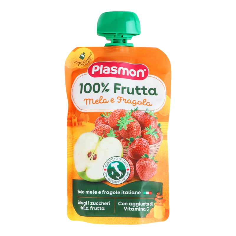 Пюре для дітей від 6міс з вітаміном С Яблуко та полуниця Plasmon д/п 100г