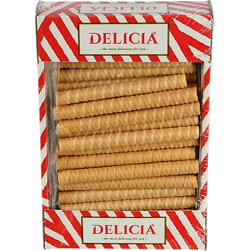 Вафлі зі смаком пряженого молока Трубочки Delicia к/у 450г