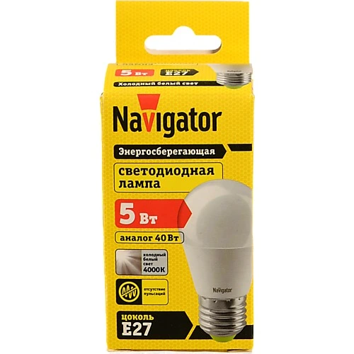 Лампочка Navigator 94 479 NLL-Р-G45-5-230-4К-Е27 5Вт 220-240В