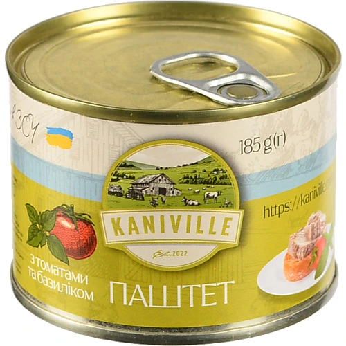 Паштет Kaniville 185г м'ясний томати базилік