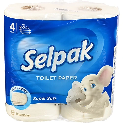 Папір туалетний 3-х шаровий Super Soft Selpak 4шт