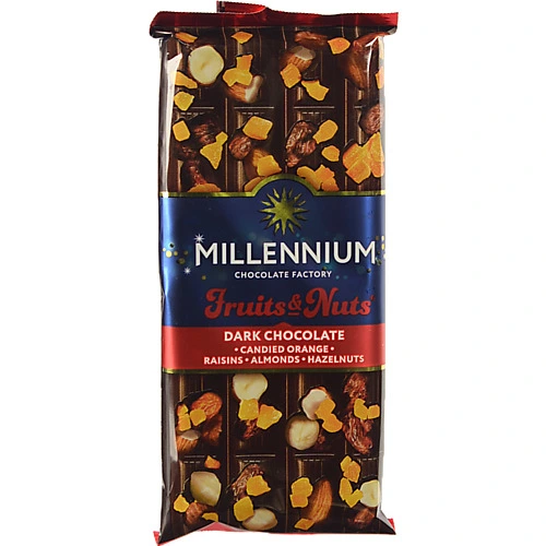 Шоколад Millennium 90г fruitsnuts чор.мигд.ліс.гор.цукати.родз.