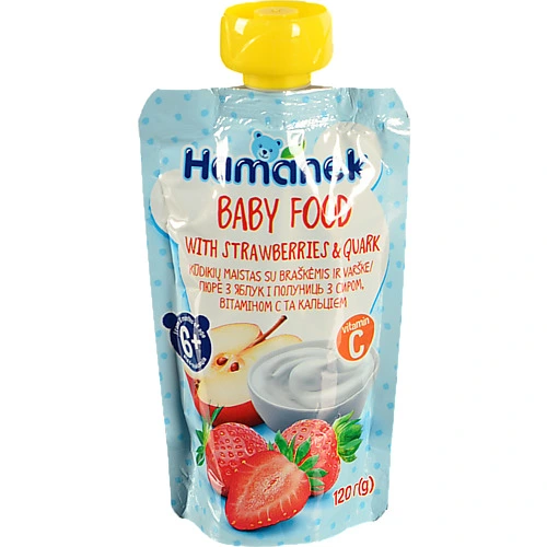 Пюре Hamanek 120г яблуко полуниця сир
