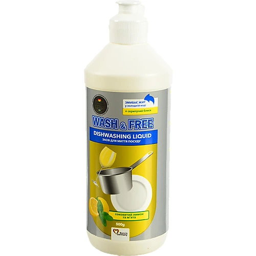 Засіб д.миття посуду Wash&Free 500г лимон та мята