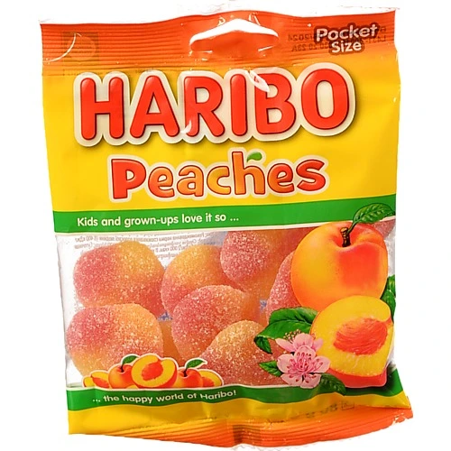 Цукерки желейні неглазуровані Peaches Haribo м/у 80г