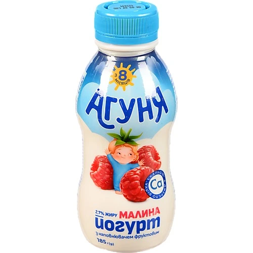 Йогурт Агуня 185г 2.7% малина питний