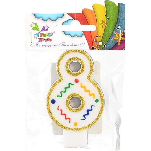 Свічка цифра велика 8 1шт.