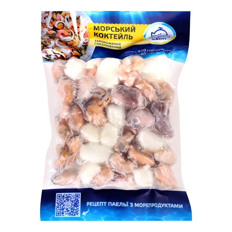 Коктейль морський заморожений глазурований Водний світ в/у 400г