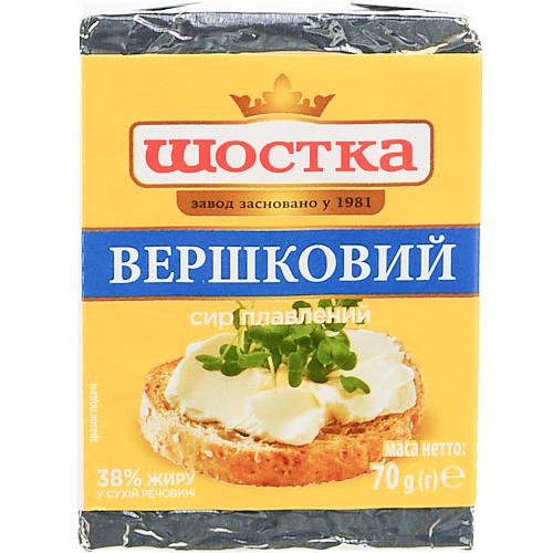 Сир плавлений 38% Вершковий Шостка м/у 70г