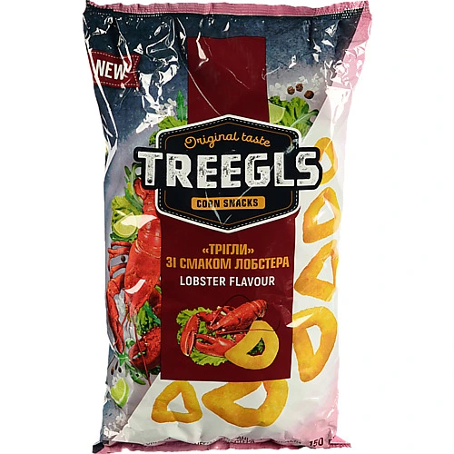 Снеки кукурудзяні зі смаком лобстера Treegls м/у 150г
