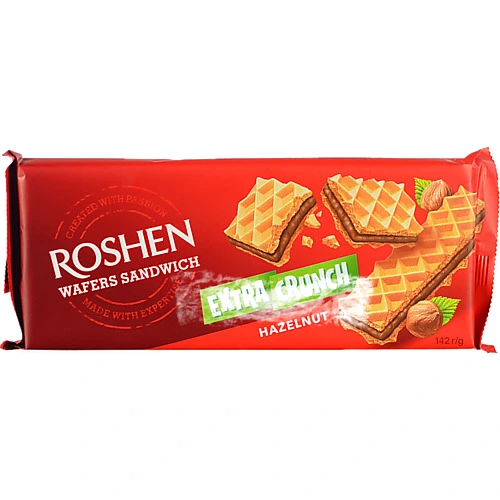 Вафлі Roshen 142г wafers sandwich crunch горіх