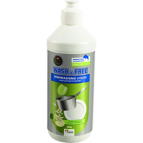 Засіб д.миття посуду Wash&Free 500г зелене яблуко едельвейс