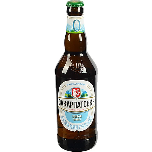 Пиво Закарпатське 0 безалкогольне світле пастеризоване 500 мл