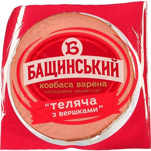 Ковбаса варена Теляча з вершками Бащинський 0.4кг