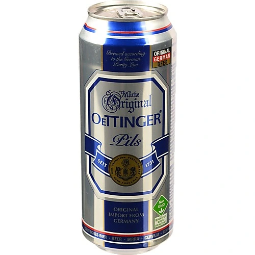 Пиво Oettinger 0.5л 4.7% світле баварське pils з.б
