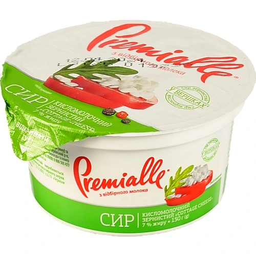 Сир кисломолочний 7% зернистий Premialle 150г