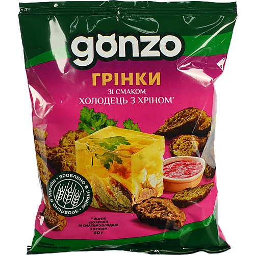 Сухарики Gonzo 50г житні холодець хрін