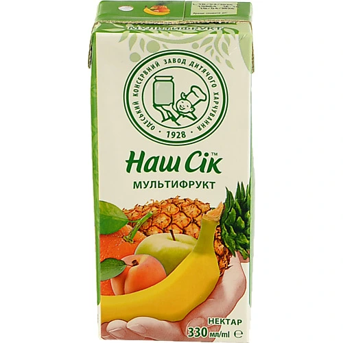 Нектар мультифруктовий неосвітлений Наш сік т/п 0.33л