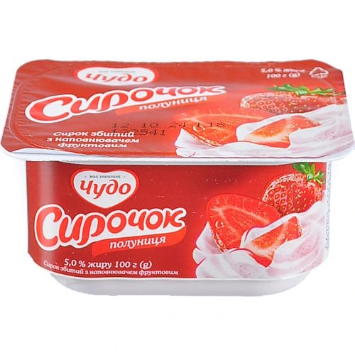 Сирок Чудо 100г 5% пюре полуниця ванночка