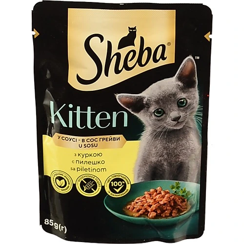 Корм консервований для кошенят з куркою Sheba 85г