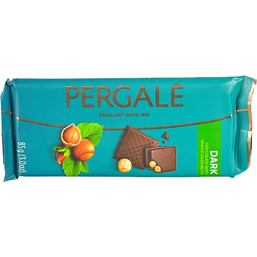 Шоколад Pergale 85г темний з цілими лісовими горіхами