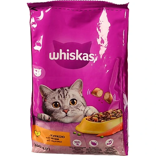 Корм для дорослих котів з курятиною Whiskas 300г