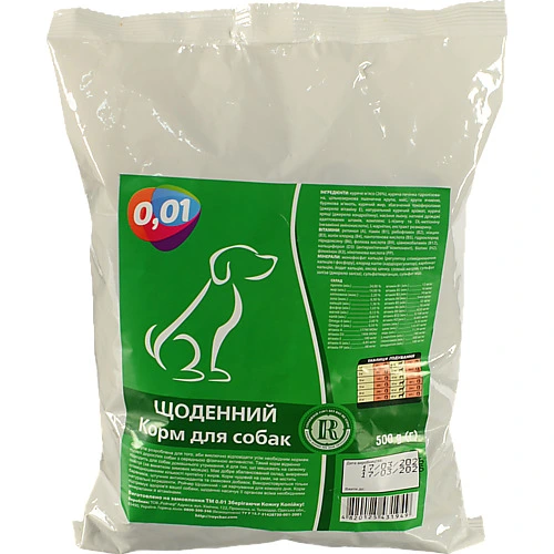 Корм д.собак 0.01 500г щоденний
